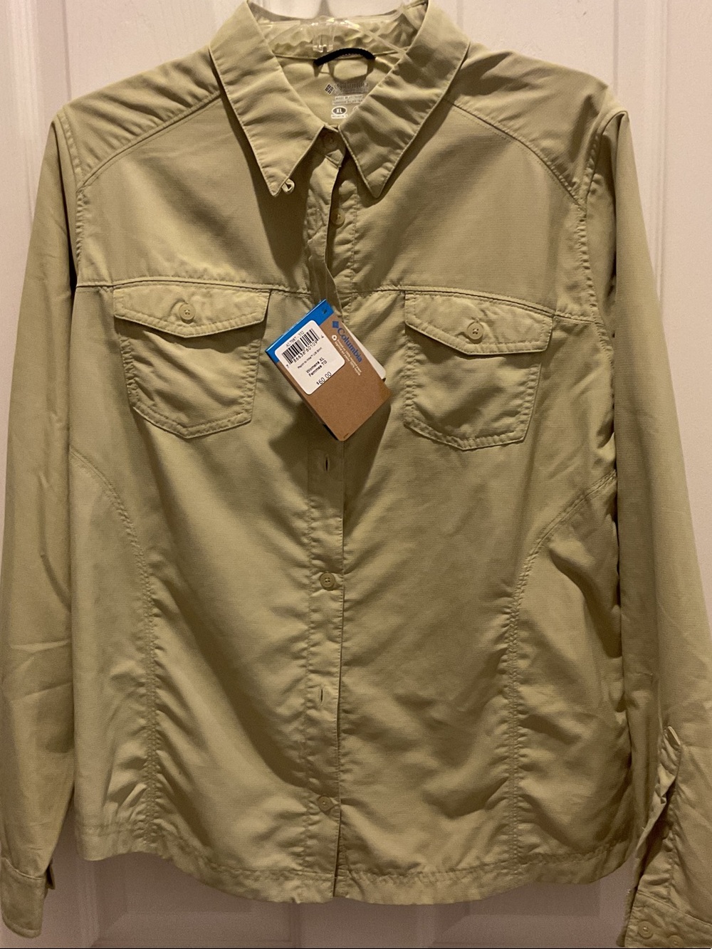 Women’s Casual Long-Sleeve Button-Up Shirt - Light Olive